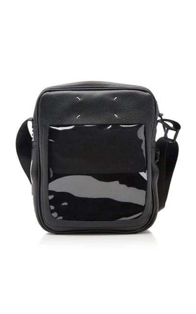 Shop Maison Margiela Décortiqué Pvc Paneled Leather Messenger Bag In Black