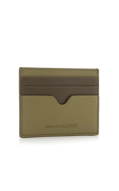 Shop Alexander Mcqueen Textured Leather Card Case In Green