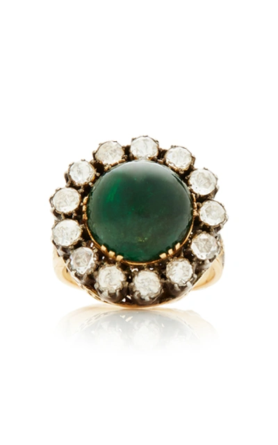 Shop Amrapali 14k Gold Emerald And Diamond Ring In Green