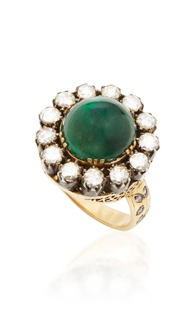 Shop Amrapali 14k Gold Emerald And Diamond Ring In Green