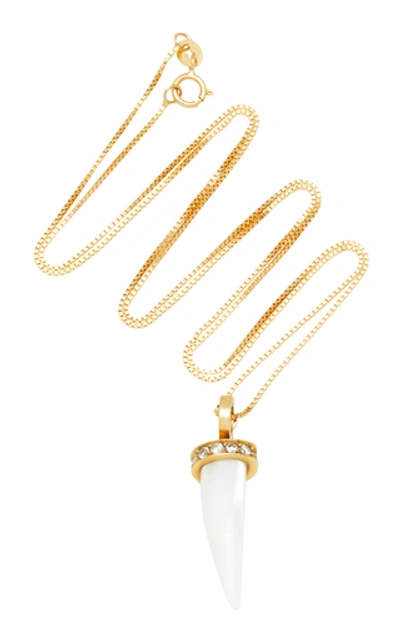 Shop Aron & Hirsch Mursi 18k Gold Resin And Diamond Necklace In White