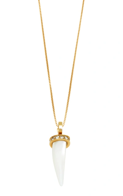 Shop Aron & Hirsch Mursi 18k Gold Resin And Diamond Necklace In White