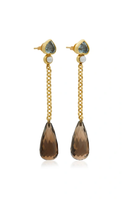 Shop Sorab & Roshi 18k Gold, Aquamarine, Pearl And Topaz Earrings In Multi