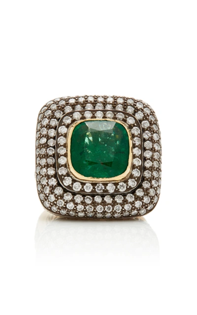Shop Amrapali 14k Gold, Emerald And Diamond Ring In Green