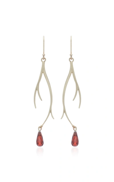 Shop Annette Ferdinandsen Veins 14k Gold And Garnet Drop Earrings