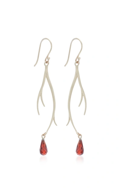 Shop Annette Ferdinandsen Veins 14k Gold And Garnet Drop Earrings