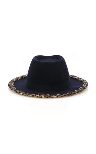 Shop Eugenia Kim Blaine Wool Felt Fedora In Navy