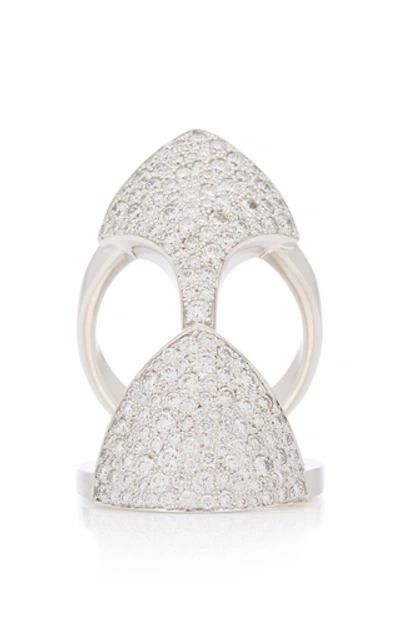 Shop Akillis Python Armor 18k Gold Diamond Ring In White