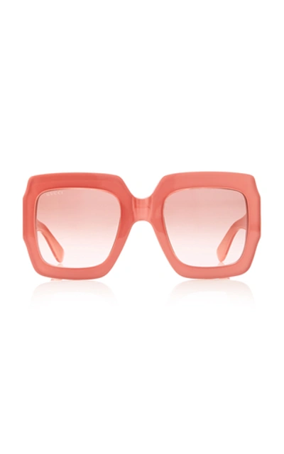 Shop Gucci Pop Web Acetate Square-frame Sunglasses In Pink
