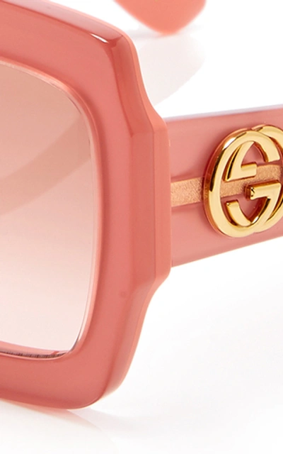 Shop Gucci Pop Web Acetate Square-frame Sunglasses In Pink