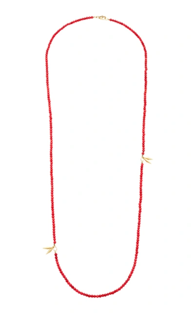 Shop Aron & Hirsch Karo 18k Gold Agate Necklace In Red