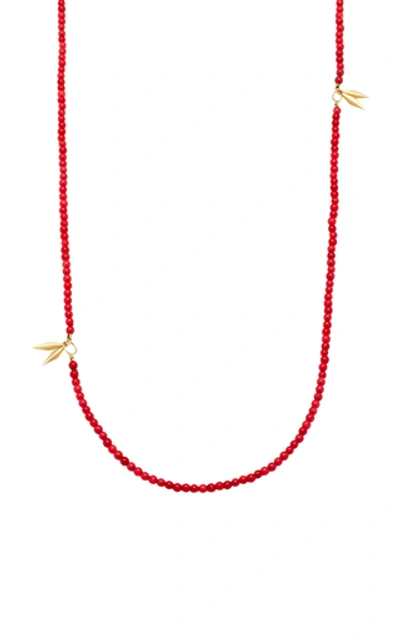 Shop Aron & Hirsch Karo 18k Gold Agate Necklace In Red