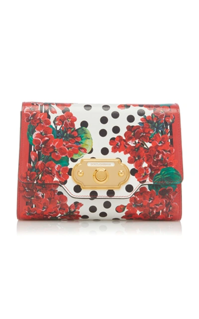 Shop Dolce & Gabbana Portofino Printed Textured-leather Shoulder Bag In Red