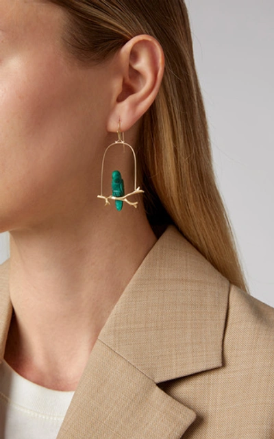 Shop Annette Ferdinandsen Malachite Amazon Parrot Earrings In Green