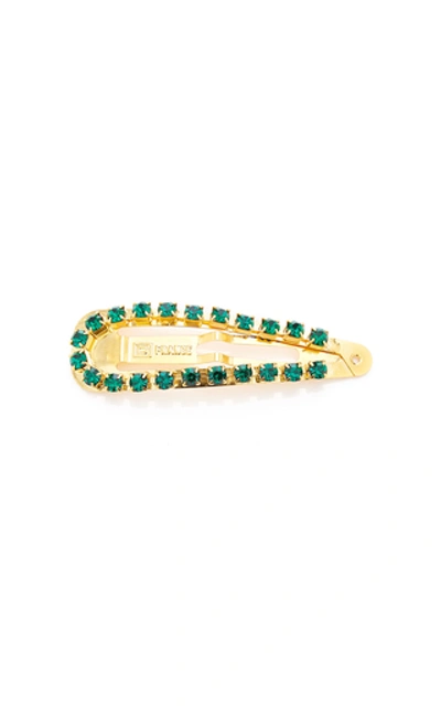 Shop Epona Valley 14k Gold-plated Crystal Barrette In Green