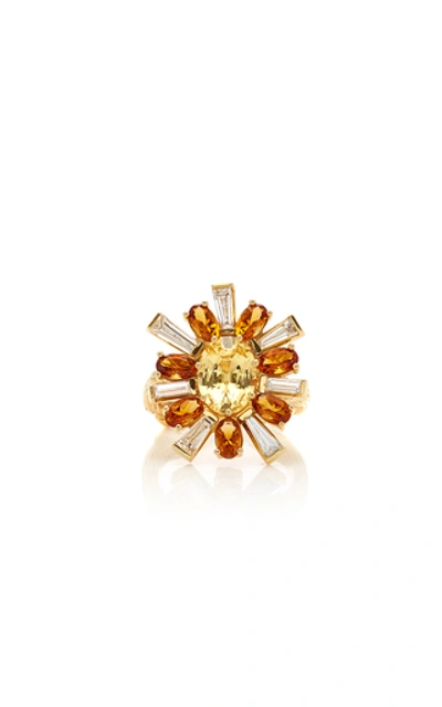 Shop Mimi So 18k Gold, Sapphire, Citrine And Diamond Ring In Yellow