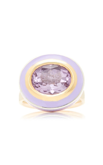 Shop Alice Cicolini 22k Gold Sterling Silver And Amethyst Ring In Purple