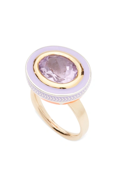 Shop Alice Cicolini 22k Gold Sterling Silver And Amethyst Ring In Purple