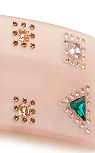 Shop Mc Davidian Crystal-embellished Marbled Acetate Hairclip In Pink