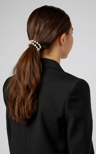 Shop Lelet Ny Gold-plated Faux Pearl Hair Tie In Silver