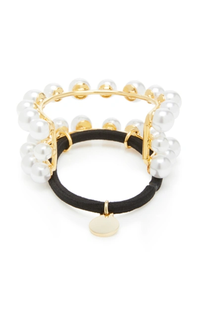 Shop Lelet Ny Gold-plated Faux Pearl Hair Tie In Silver