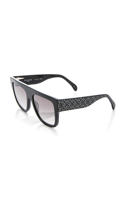 Shop Alaia Sunglasses L'arabesque Studded Acetate Sunglasses In Black