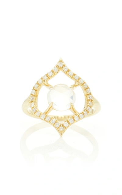 Shop Ark Nectar 18k Gold Diamond And Moonstone Ring In White