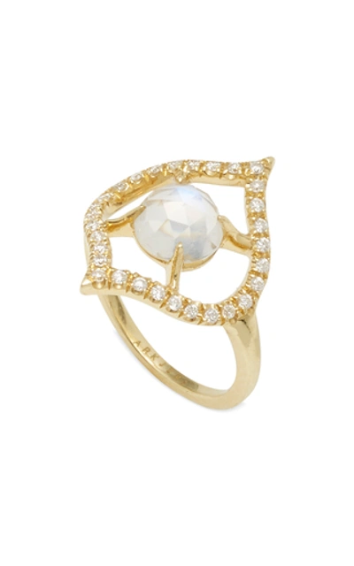 Shop Ark Nectar 18k Gold Diamond And Moonstone Ring In White