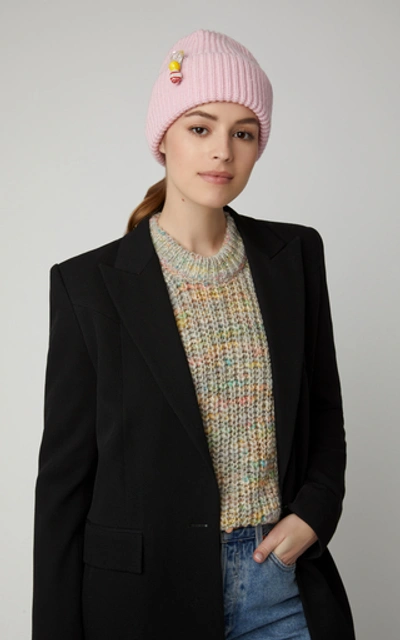 Shop Federica Moretti Rib-knit Wool Beanie In Pink