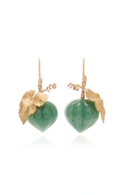 Shop Annette Ferdinandsen Aventurine Squash Earrings In Green