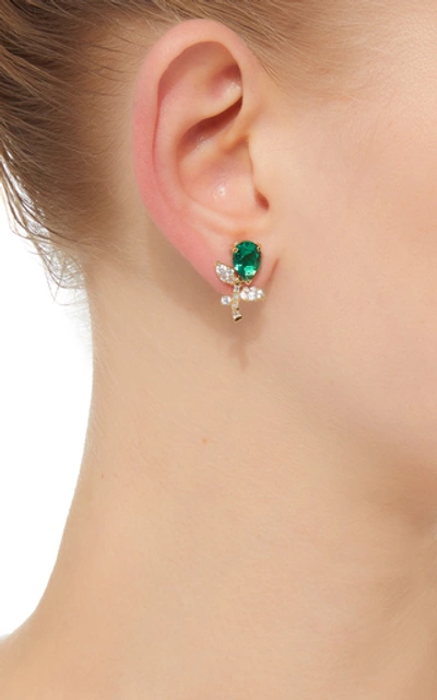 Shop Anabela Chan M'o Exclusive 18k Gold; Emerald; And Sapphire Tulip Stud Earrings In Blue