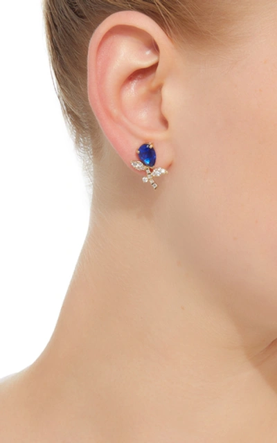 Shop Anabela Chan M'o Exclusive 18k Gold; Emerald; And Sapphire Tulip Stud Earrings In Blue