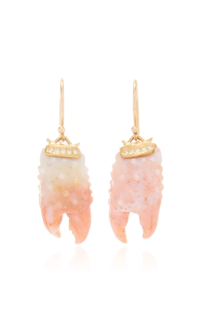 Shop Annette Ferdinandsen Carved Crab Claw Earring In Pink