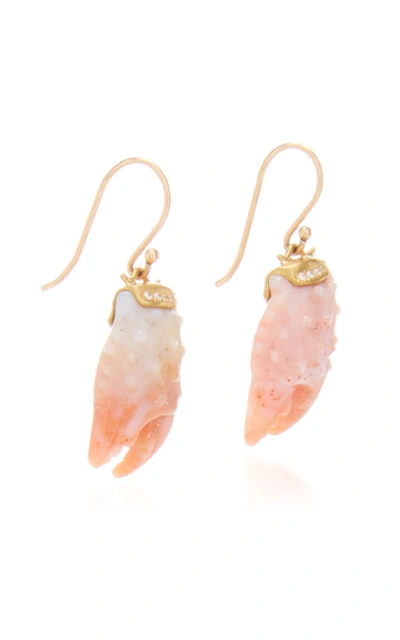 Shop Annette Ferdinandsen Carved Crab Claw Earring In Pink