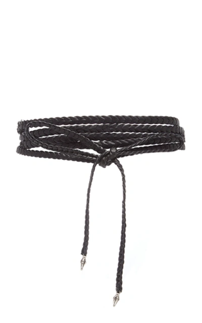 Shop Etro Embellished Leather Waist Belt In Black