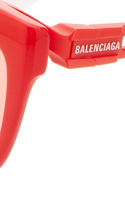 Shop Balenciaga Hybrid Acetate Oversized Square-frame Sunglaess In Red