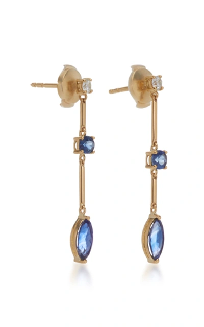 Shop Yi Collection 18k Gold, Sapphire And Diamond Earrings In Blue