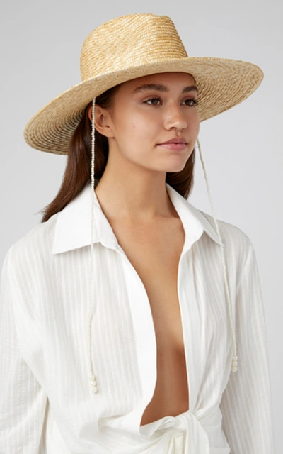 Shop Avenue Cleo Straw Fedora In Neutral