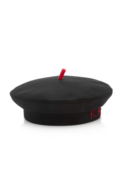 Shop Ruslan Baginskiy Hats Wool Beret In Black