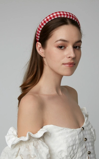 Shop Epona Valley Gingham Cotton Headband In Red