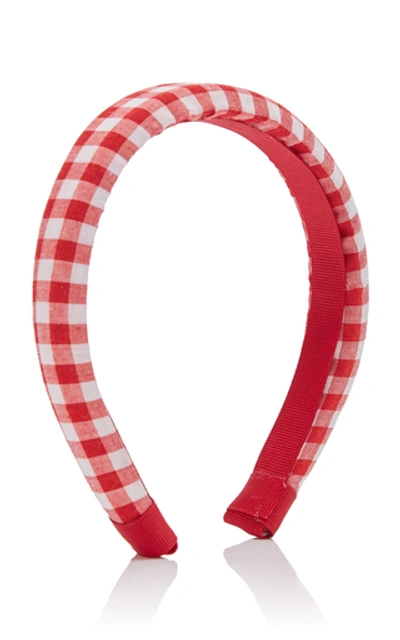 Shop Epona Valley Gingham Cotton Headband In Red