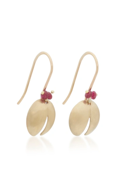 Shop Annette Ferdinandsen Jeweled Ladybugs 18k Gold And Ruby Drop Earrings
