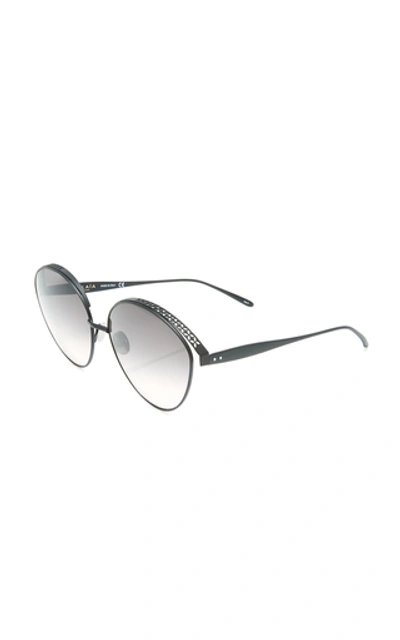 Shop Alaia Sunglasses Le Petale Round-frame Metal Sunglasses In Black
