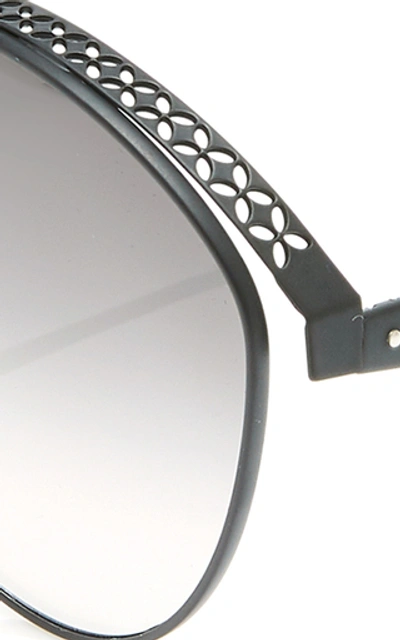 Shop Alaia Sunglasses Le Petale Round-frame Metal Sunglasses In Black