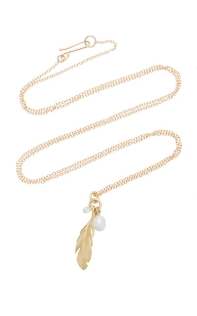 Shop Annette Ferdinandsen Feather 18k Gold And Diamond Pendant Necklace