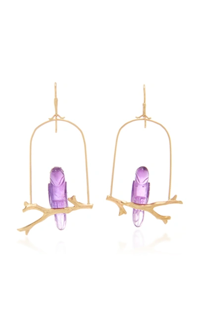 Shop Annette Ferdinandsen Amethyst Amazon Parrot Earring In Purple