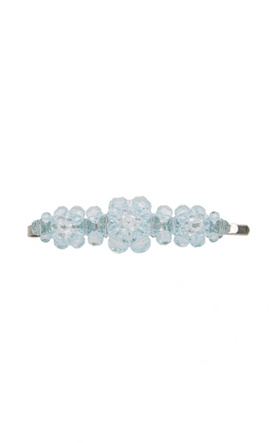 Shop Simone Rocha Glass And Brass Floral Hair Clip In Blue