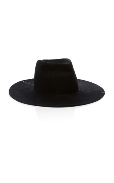 Shop Reinhard Plank Nana Striped Felt Fedora In Black