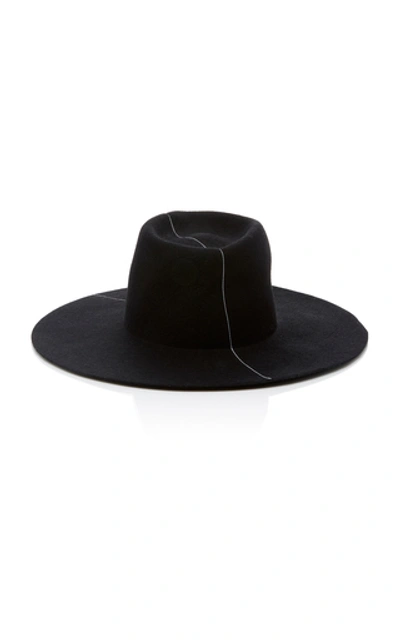 Shop Reinhard Plank Nana Striped Felt Fedora In Black