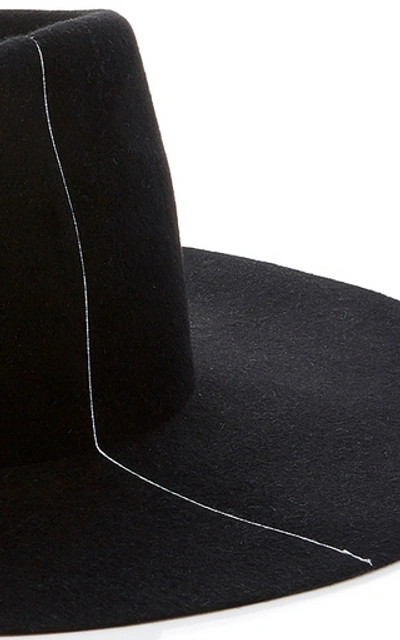 Shop Reinhard Plank Nana Striped Felt Fedora In Black